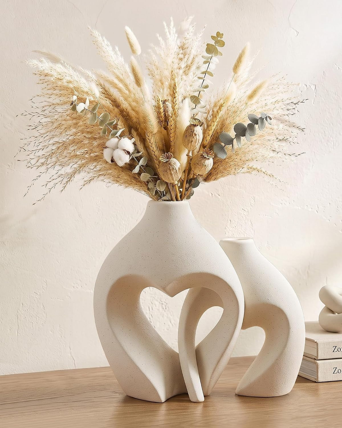 White Heart Ceramic Vase Set